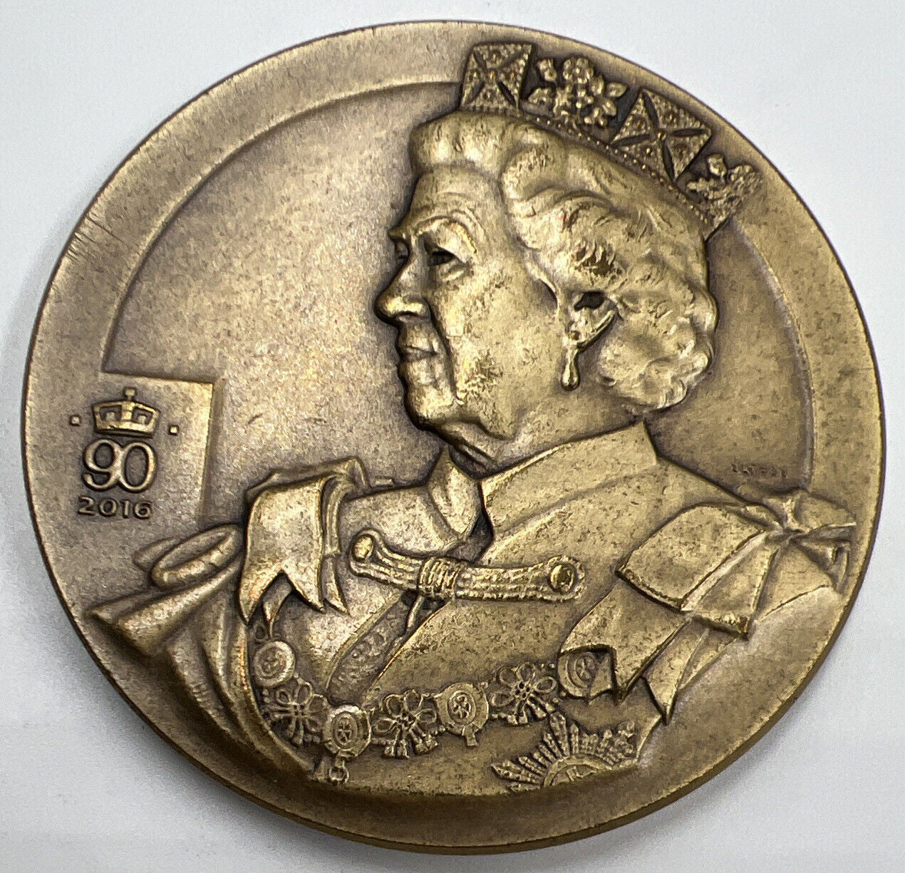 2016 Large 60mm Elizabeth II 90th Birthday by Nathan Medal | Fine Grade | a90375