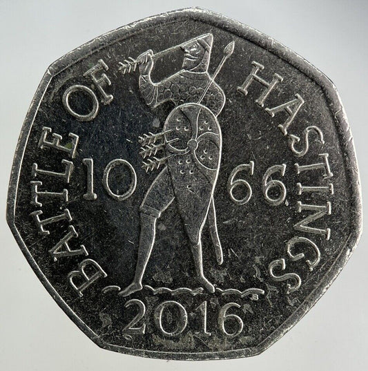 2016 Elizabeth II 2nd Hastings 50p Fifty-Pence Coin | Collectable Grade