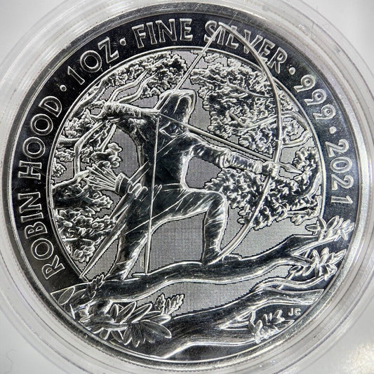 2021 Robin Hood Royal Mint 1oz Silver Coin | Comes in Capsule