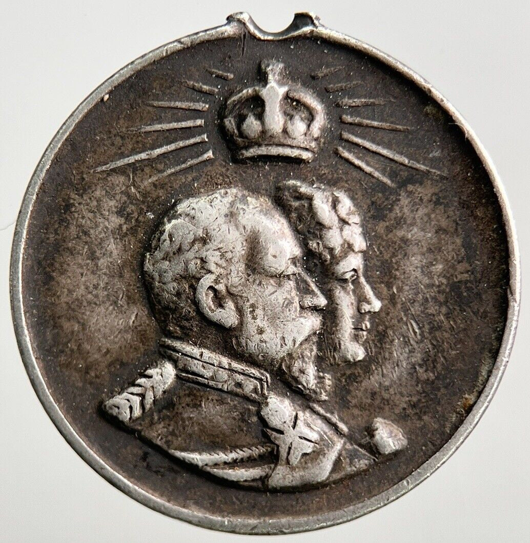 Antique Edward VII Silver Coronation Coin Medal Charm | Collectable Grade a3068