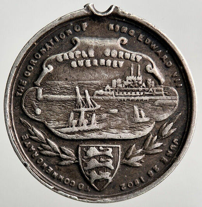 Antique Edward VII Silver Coronation Coin Medal Charm | Collectable Grade a3068