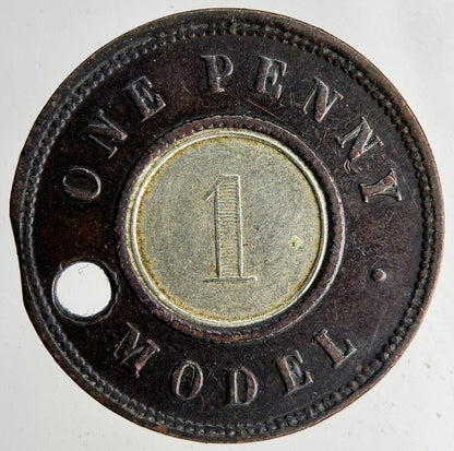 British Queen Victoria One Penny Model Token Coin | Fine Collectable Grade