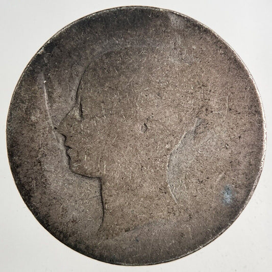 British Victoria Shilling Silver Coin | Worn Grade