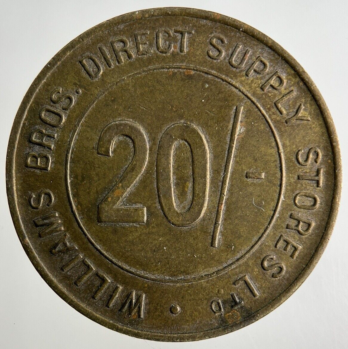 British Williams Bros Direct Supply Stores 20 / - Token Coin | Collectable Grade