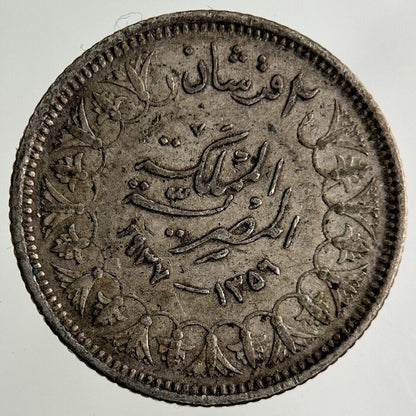 Egypt 2 Piastres Silver Coin | Fine Collectable Grade