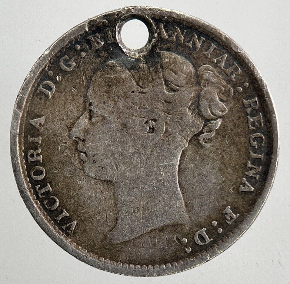 Engraved C-J Victoria Threepence Silver Coin | Very High Grade | a5420