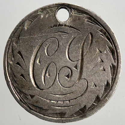 Engraved C-J Victoria Threepence Silver Coin | Very High Grade | a5420