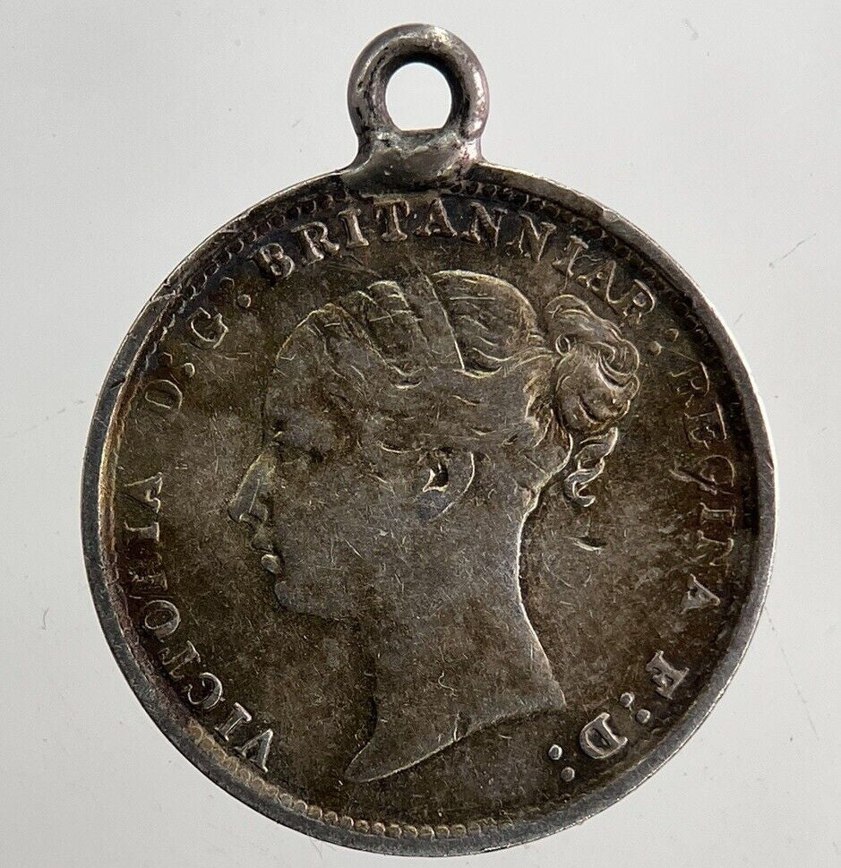 Engraved W-J-R Victoria Threepence Silver Coin | Very High Grade | a5419