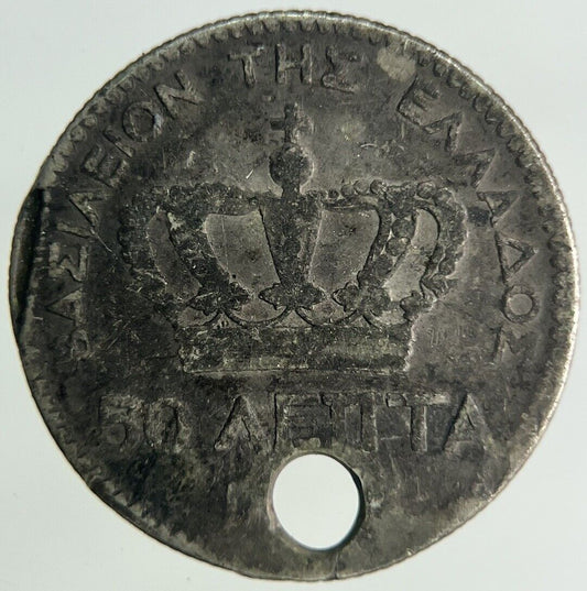 Greece 50 Lepta Silver Coin | Collectable Grade