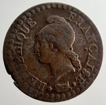 France Republic 1 Un Centime Cent Lan 7 Coin | Fine Collectable Grade