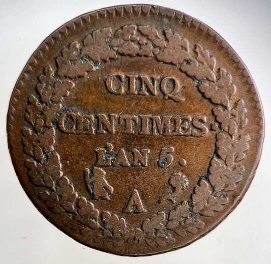 Lan 5 France 5 Cinq Centimes Coin | Fine Collectable Grade