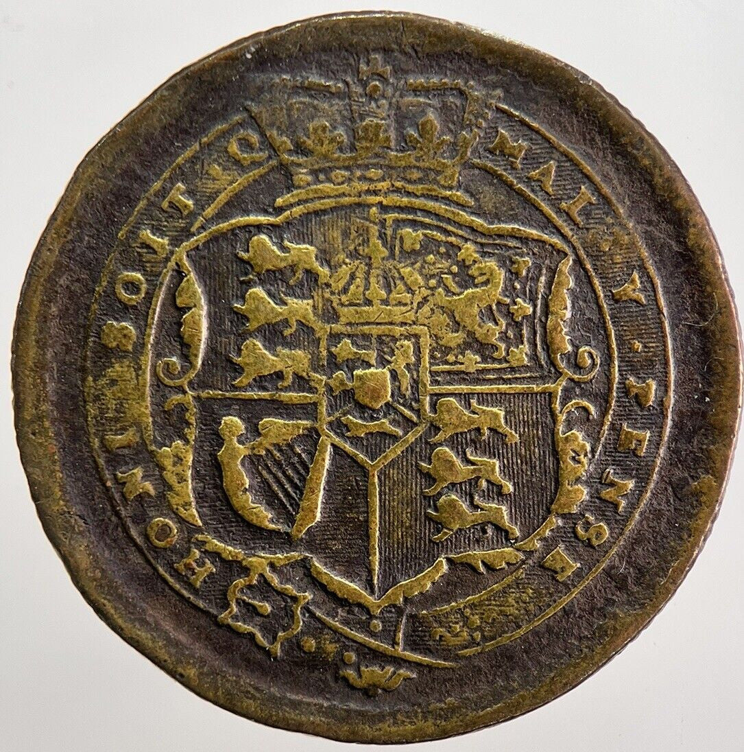 Old Brass Forgery George III Shilling Coin | Fine Collectable Grade | a5635