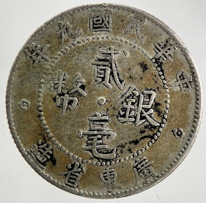 Old China Kwang-Tung 20 Cents Province Silver Coin | Collectable Grade