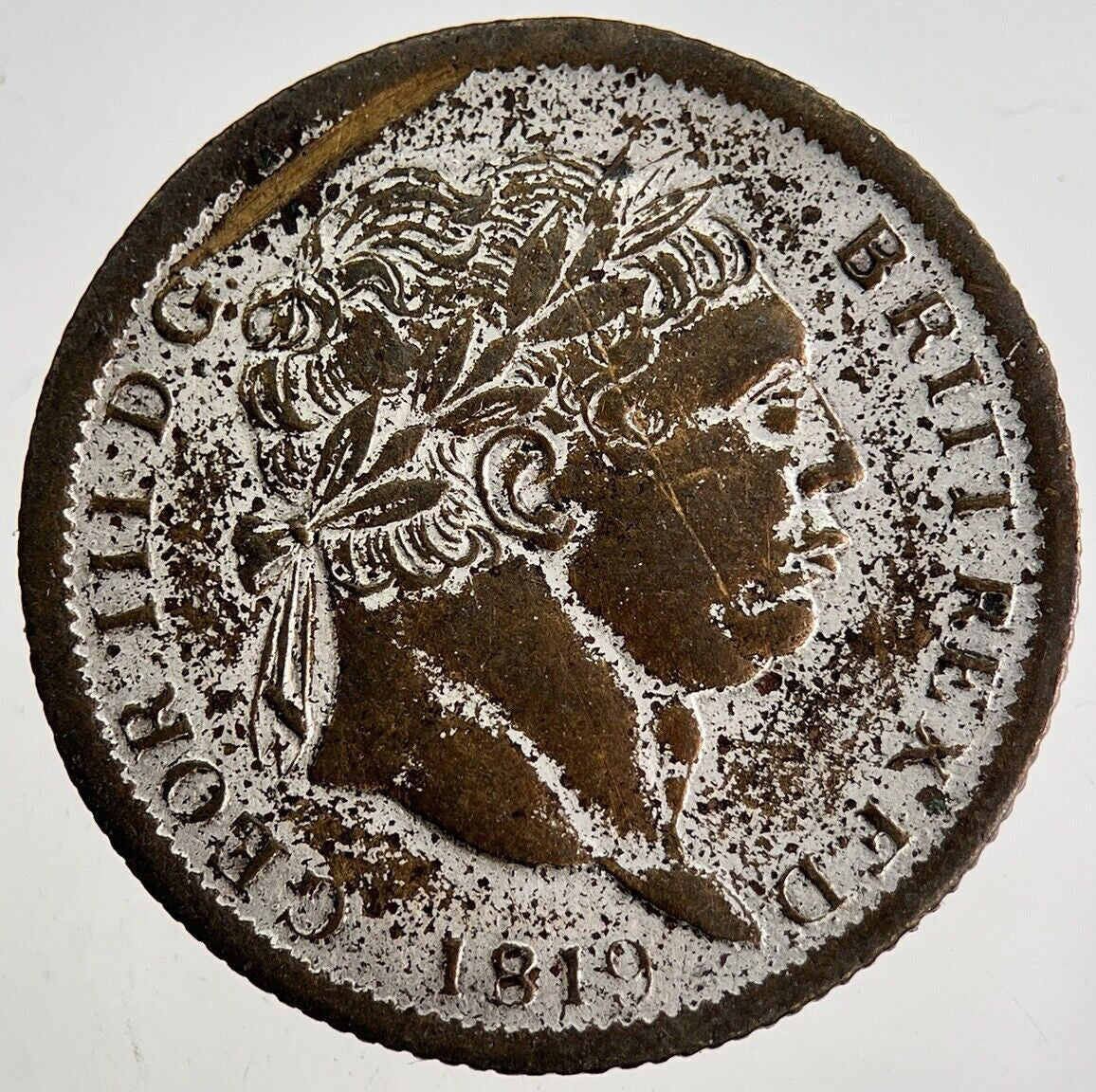 Old Forgery 1819 George III Shilling Coin | Fine Collectable Grade | a8763