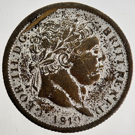 Old Forgery 1819 George III Shilling Coin | Fine Collectable Grade | a8763