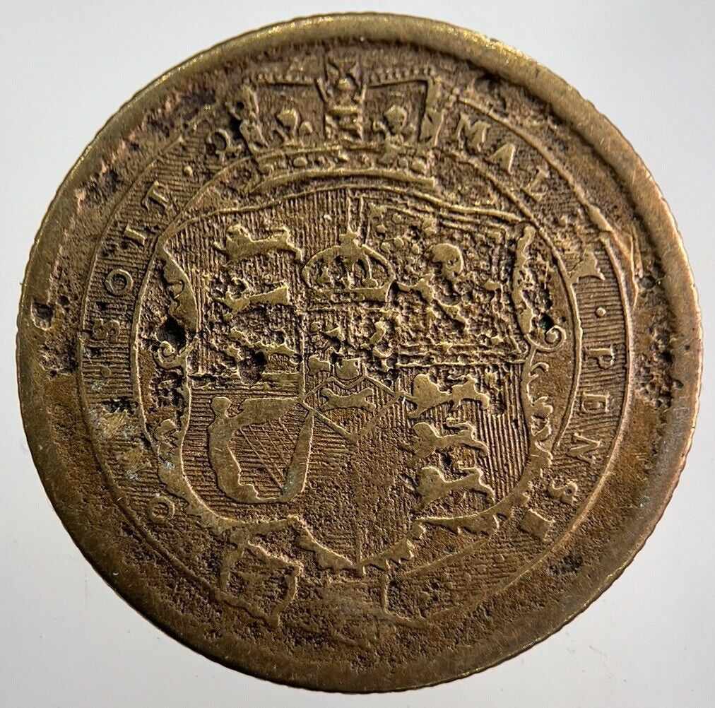 Old Forgery Brass 1819 George III Shilling Coin | Collectable Grade | a8064