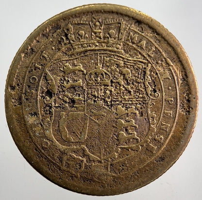 Old Forgery Brass 1819 George III Shilling Coin | Collectable Grade | a8064