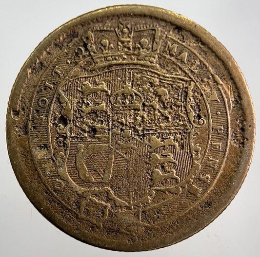 Old Forgery Brass 1819 George III Shilling Coin | Collectable Grade | a8064