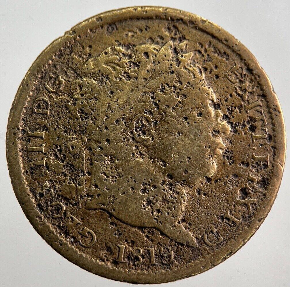 Old Forgery Brass 1819 George III Shilling Coin | Collectable Grade | a8064