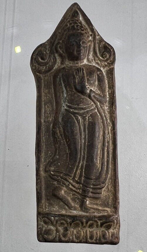 Old Thailand Thai Buddha Charm Metal Statue Amulet | Height 8cm