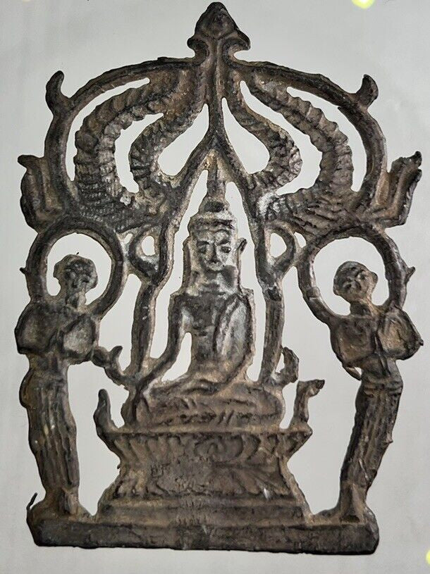 Old Thailand Thai Buddha Charm Metal Statue Amulet | Height 7cm