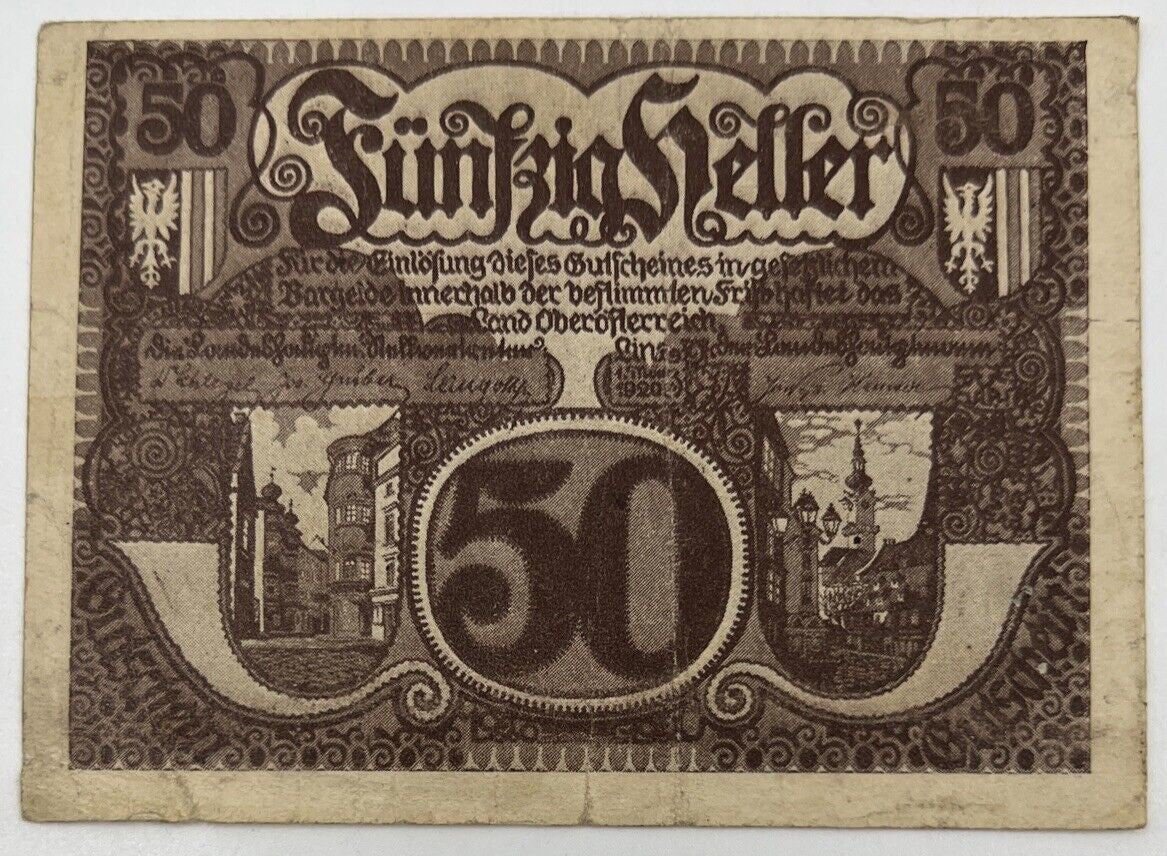 Old Vintage Austria 50 Heller Banknote | Collectable Grade