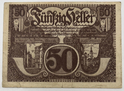 Old Vintage Austria 50 Heller Banknote | Collectable Grade