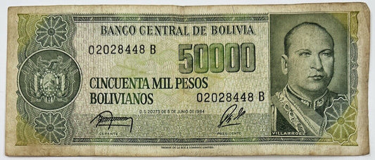 Old Vintage Bolivia 5000 Pesos Banknote | Collectable Grade