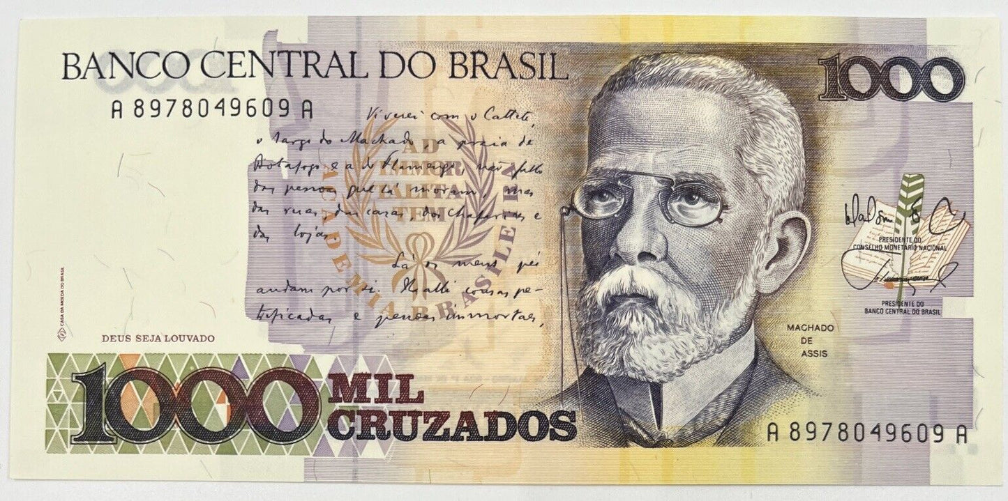 Old Vintage Brazil Mil 1000 Cruzados Banknote | Collectable Grade