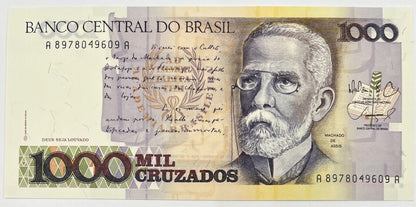 Old Vintage Brazil Mil 1000 Cruzados Banknote | Collectable Grade