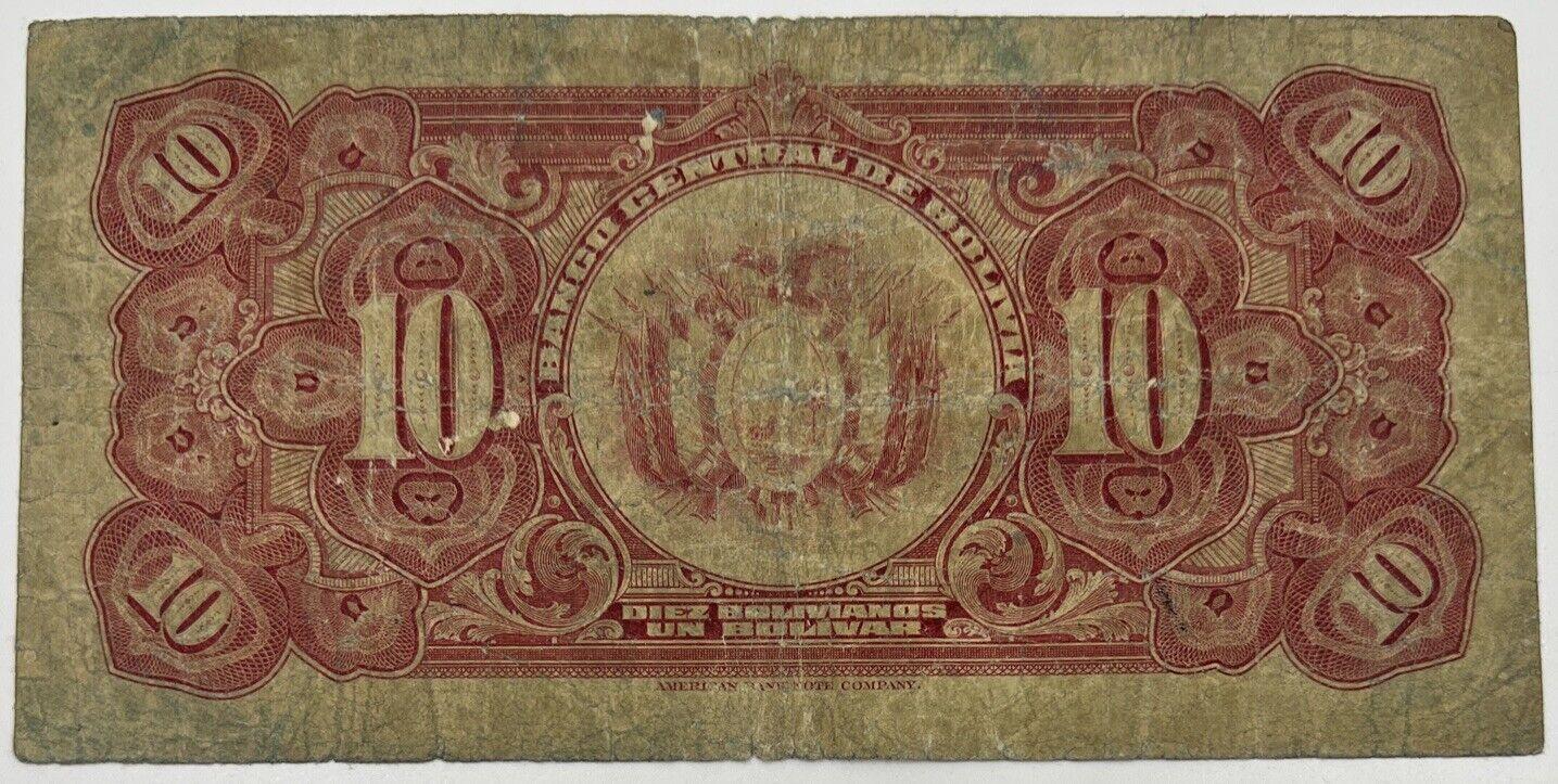 Old Vintage Bolivia 10 Bolivianos Banknote | Collectable Grade