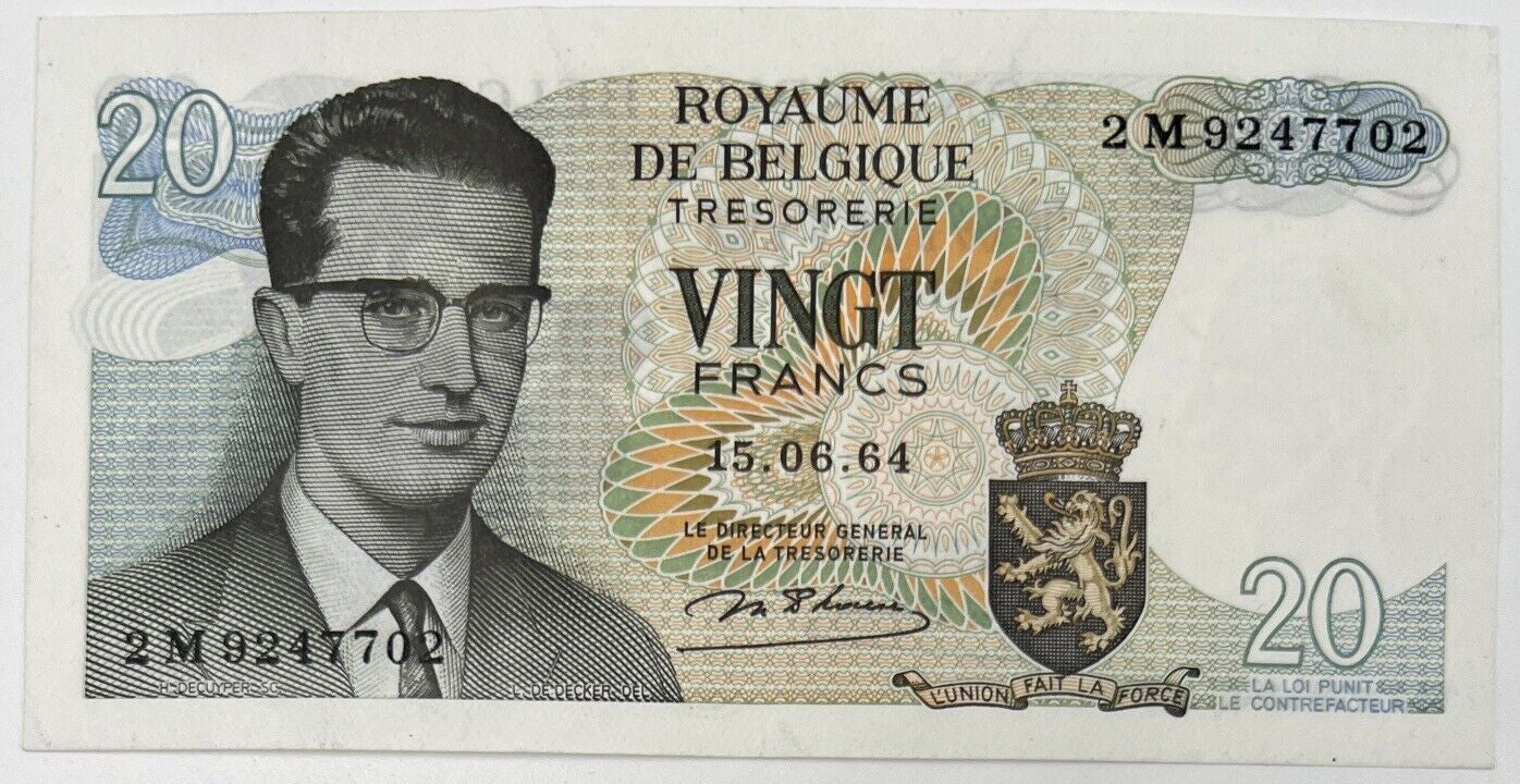 Old Vintage Belgium 20 Francs Banknote | Collectable Grade