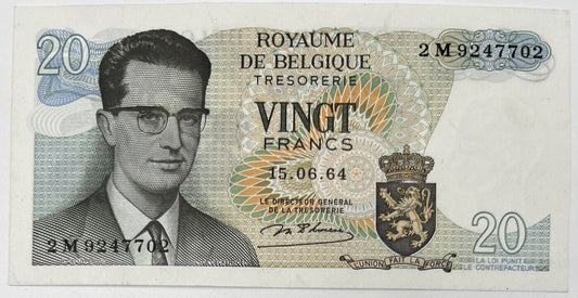Old Vintage Belgium 20 Francs Banknote | Collectable Grade