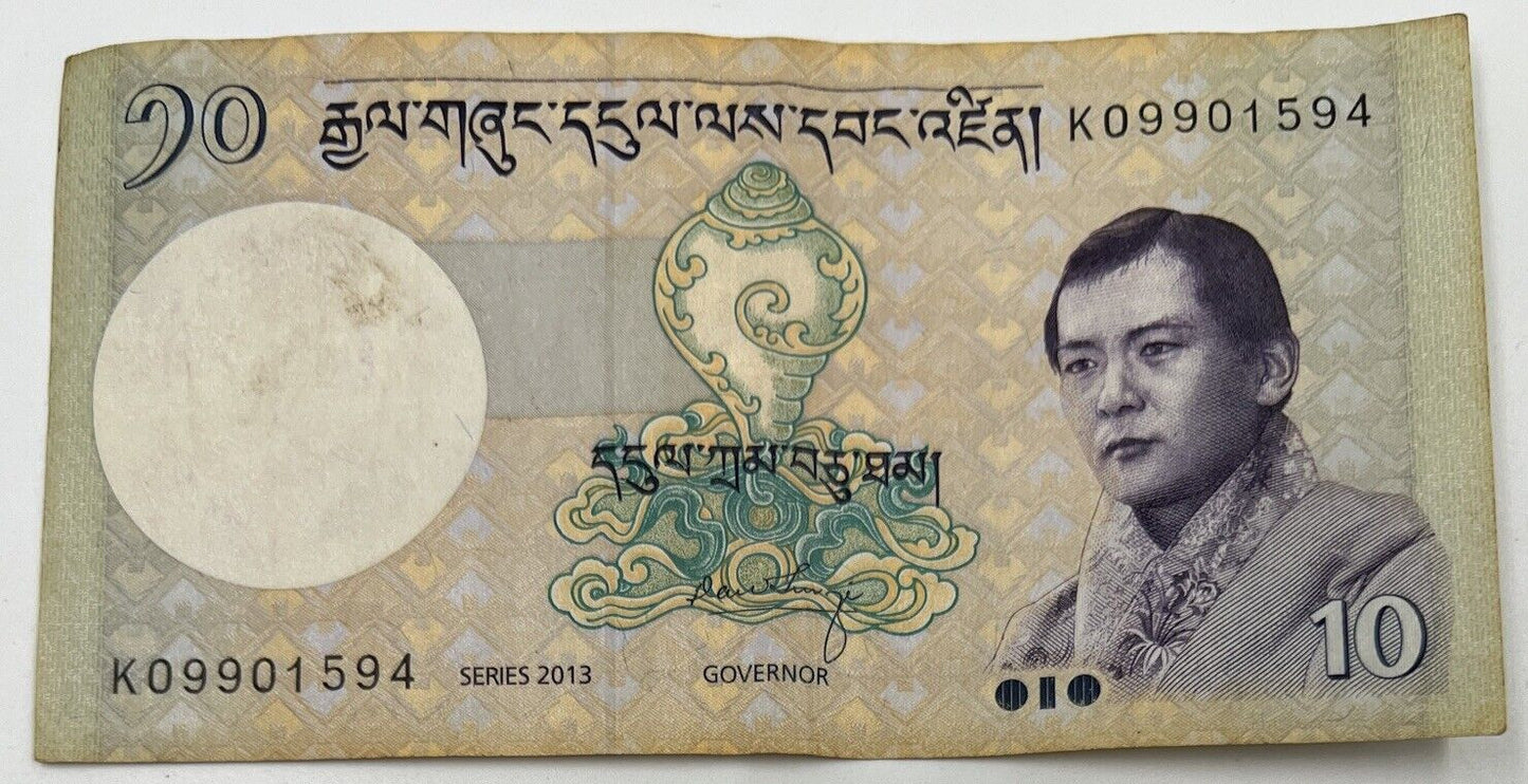 Old Vintage Bhutan 10 Ngultrum Banknote | Collectable Grade
