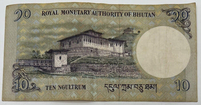 Old Vintage Bhutan 10 Ngultrum Banknote | Collectable Grade