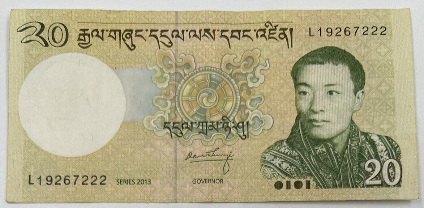 Old Vintage Bhutan 20 Ngultrum Banknote | Collectable Grade