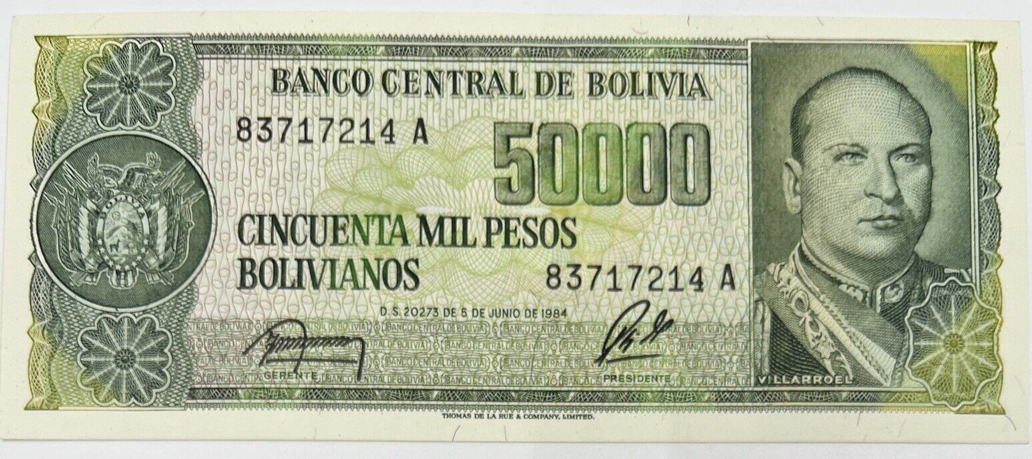 Old Vintage Bolivia 5000 Pesos Banknote | Collectable Grade