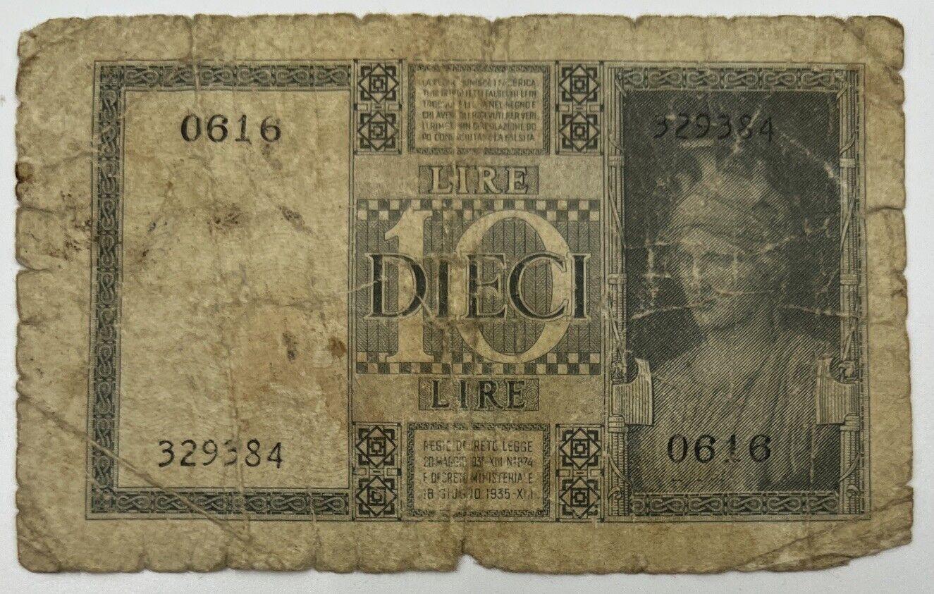 Old Vintage Italy 10 Lire Banknote | Collectable Grade