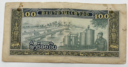 Old Vintage Laos 100 Kip Banknote | Collectable Grade