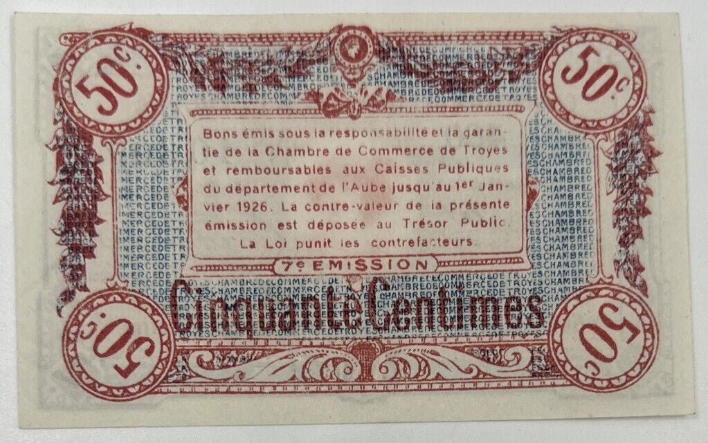 Old Vintage France 50 Centimes Banknote | Collectable Grade