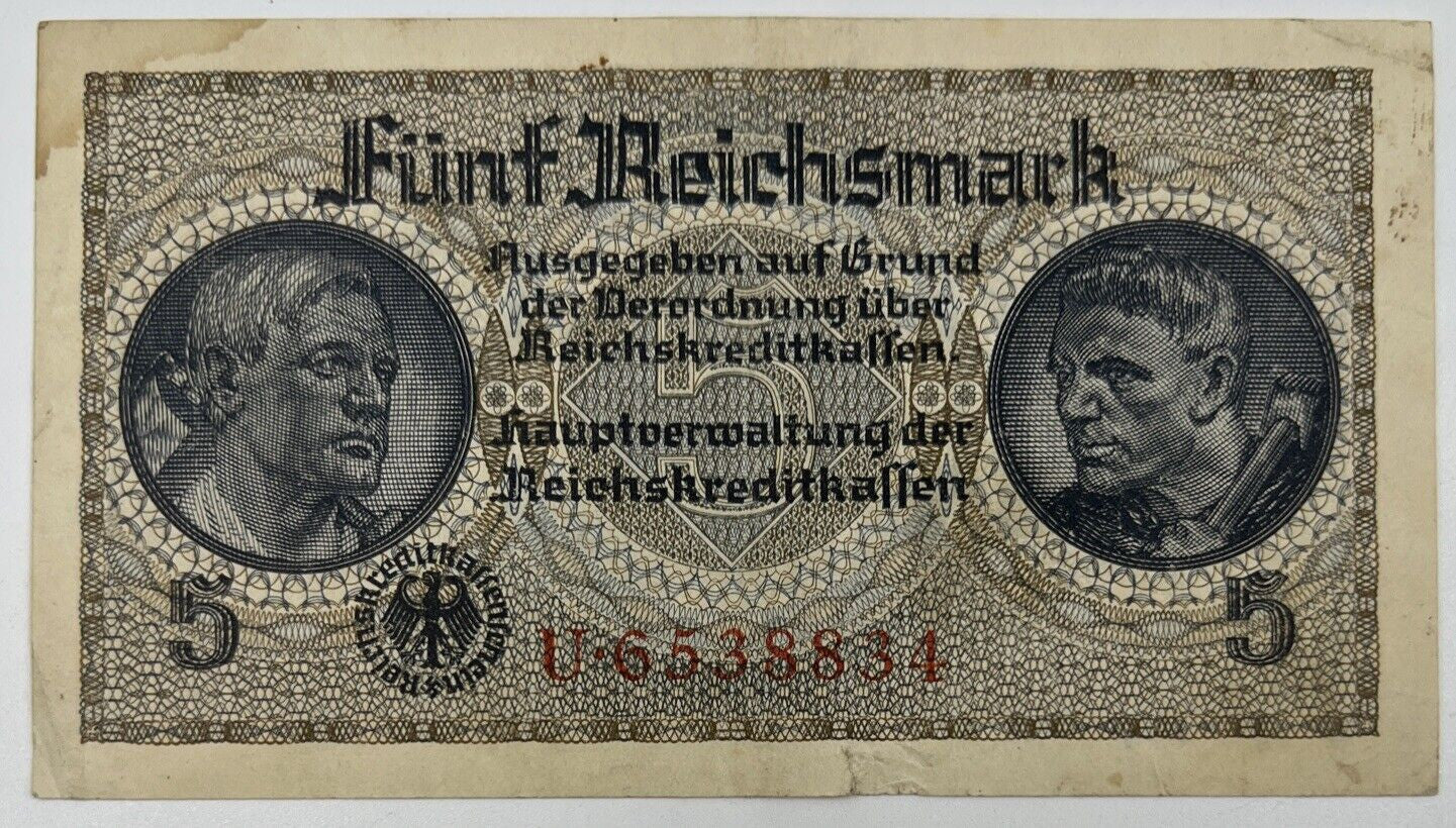 Old Vintage Germany 5 Mark Banknote | Collectable Grade