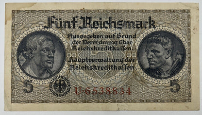 Old Vintage Germany 5 Mark Banknote | Collectable Grade