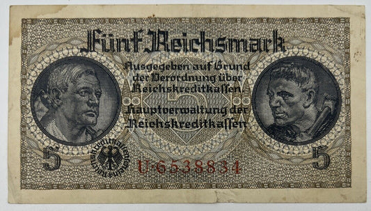 Old Vintage Germany 5 Mark Banknote | Collectable Grade