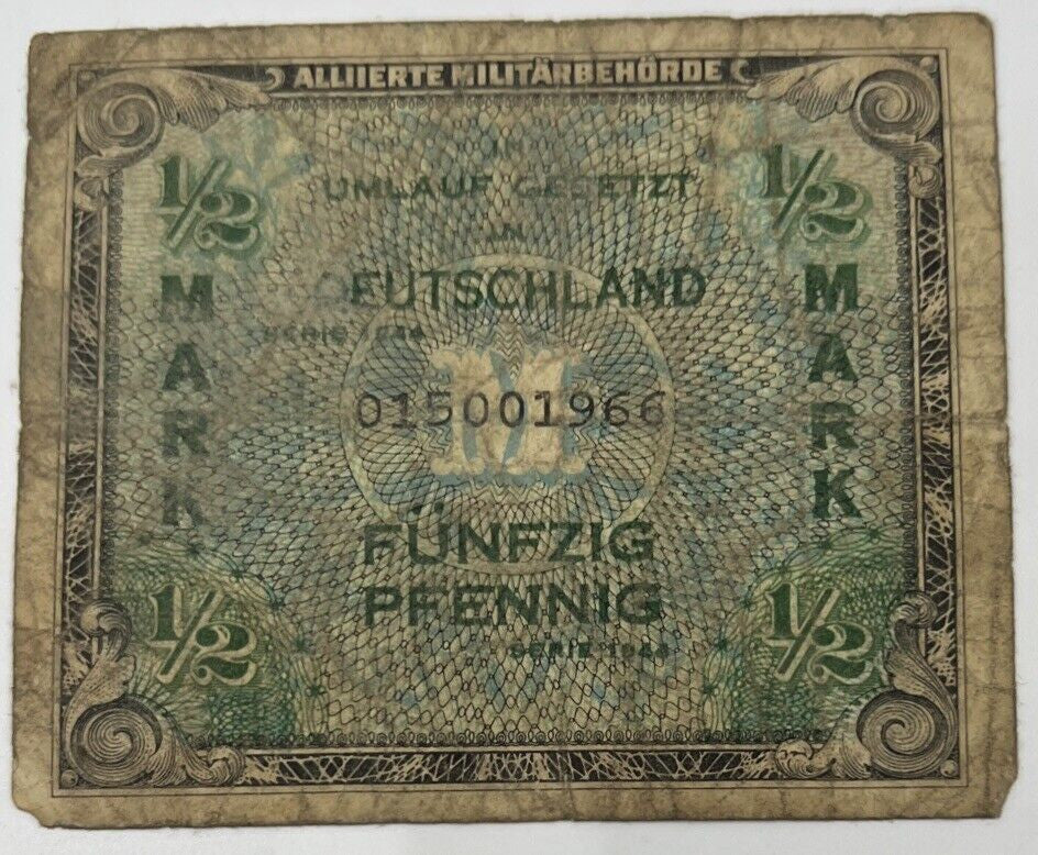 Old Vintage Germany 1/2 Half Mark Banknote | Collectable Grade