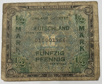 Old Vintage Germany 1/2 Half Mark Banknote | Collectable Grade