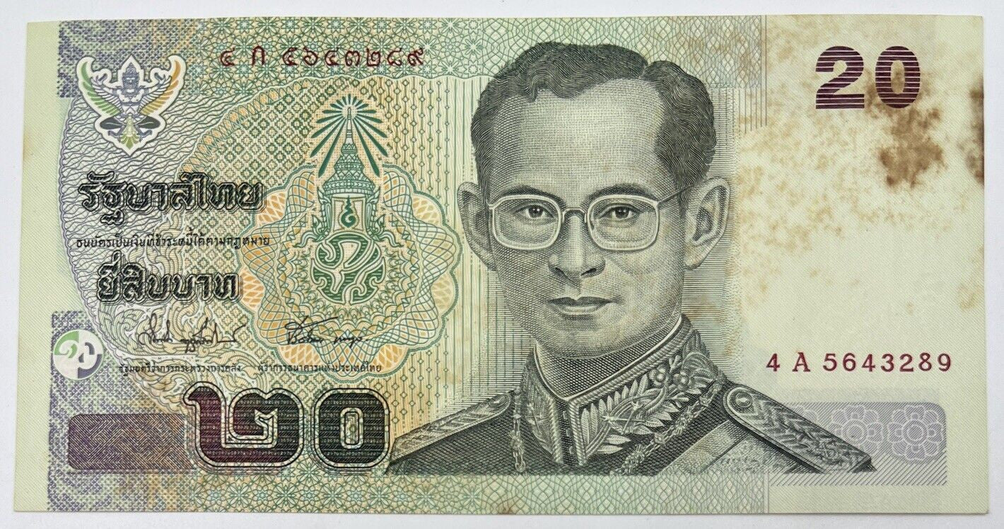 Old Vintage Rama XI Thailand 20 Baht Banknote | Collectable Grade