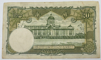 Old Vintage Rama XI Thailand 20 Baht Banknote | Collectable Grade