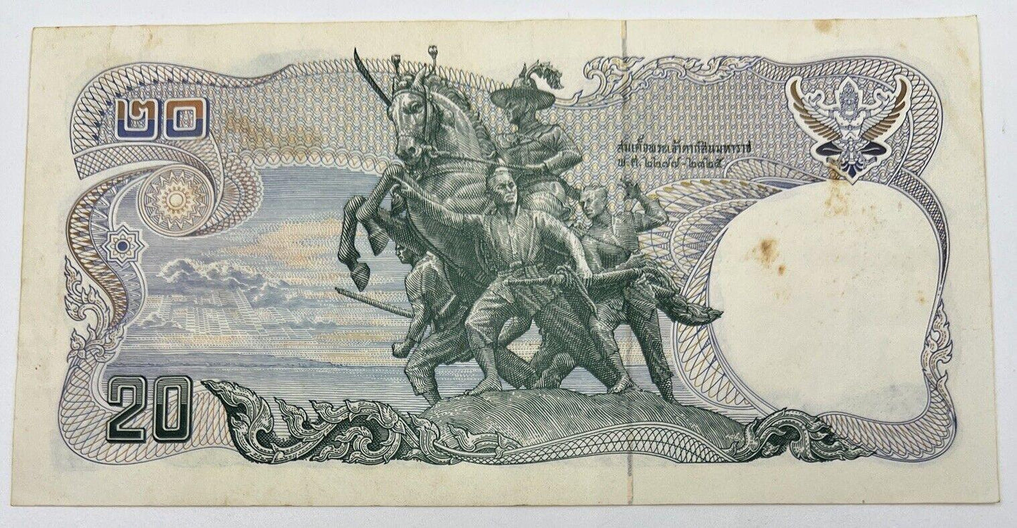 Old Vintage Rama XI Thailand 20 Baht Banknote | Collectable Grade