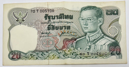Old Vintage Rama XI Thailand 20 Baht Banknote | Collectable Grade
