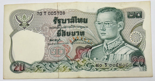 Old Vintage Rama XI Thailand 20 Baht Banknote | Collectable Grade